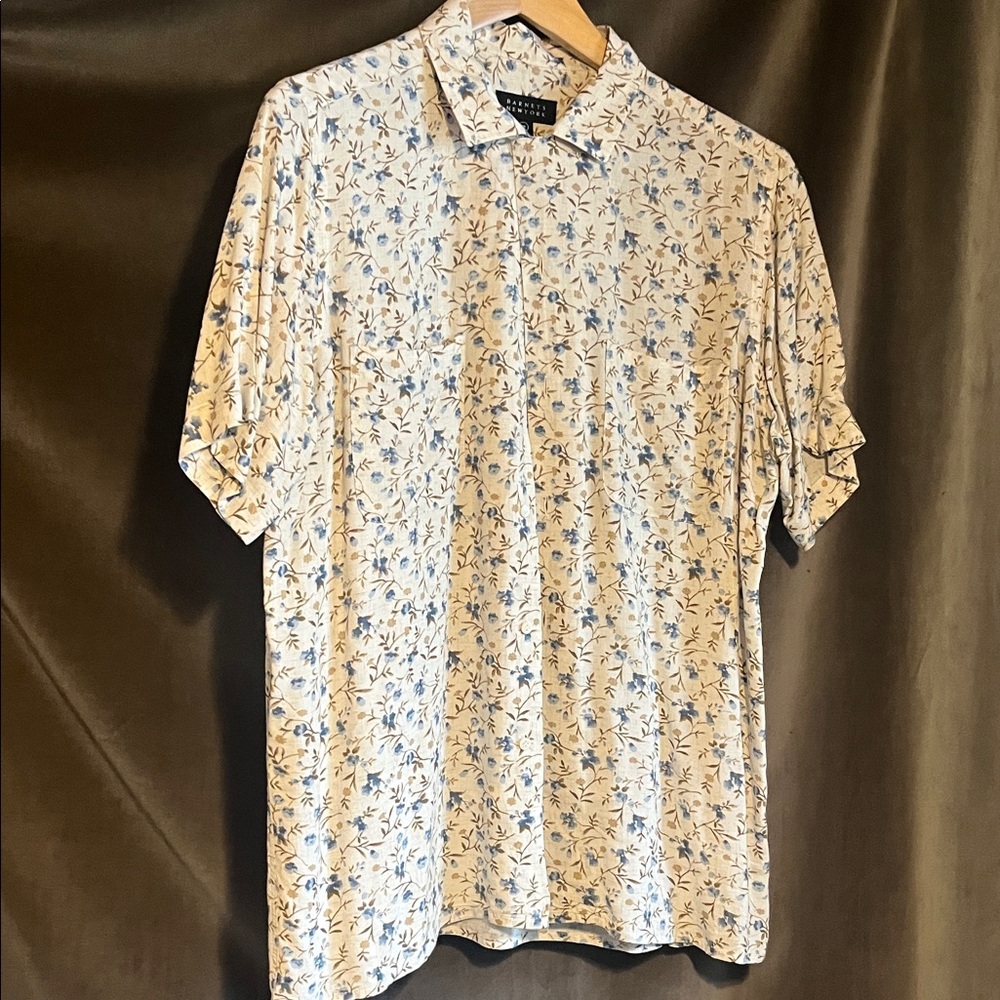 Barneys New York Blue and White Floral Men's Shirt